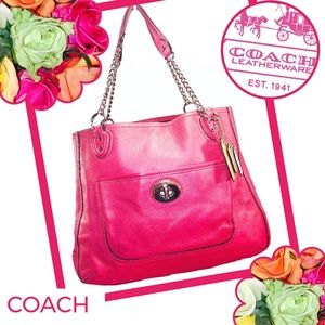 SOLD!- COACH Pink Pebbled Leather Shoulder Bag